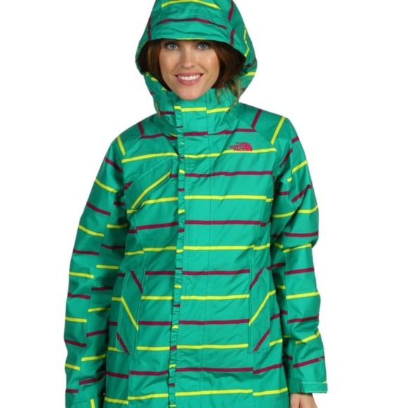 The North Face Jacket Coat Size S Striped 3 in 1 Ski Snowboard Green Triclimate